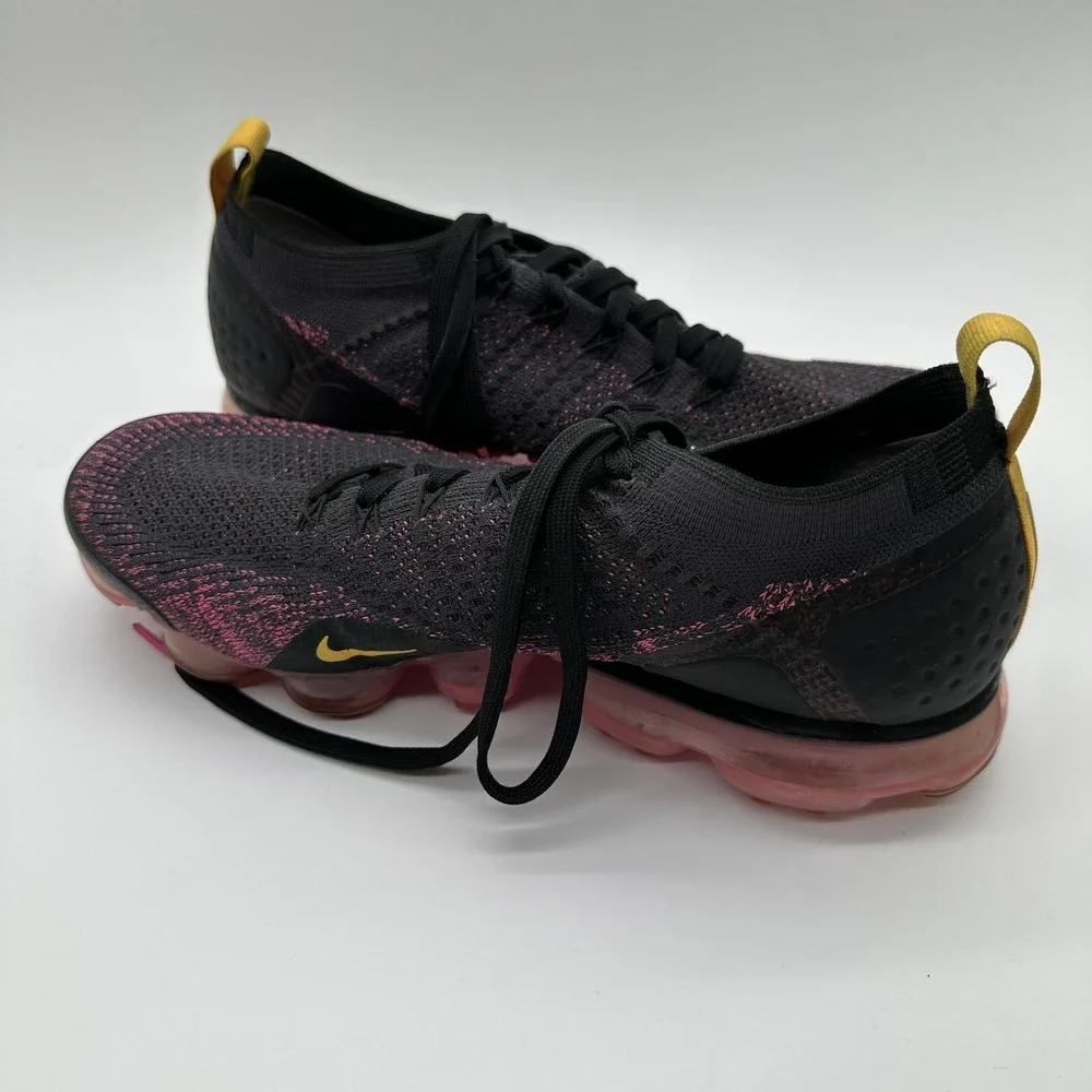 Nike Air VaporMax Flyknit 2 Shoes Mens 9 Black Pink Running Athletic Sneakers
